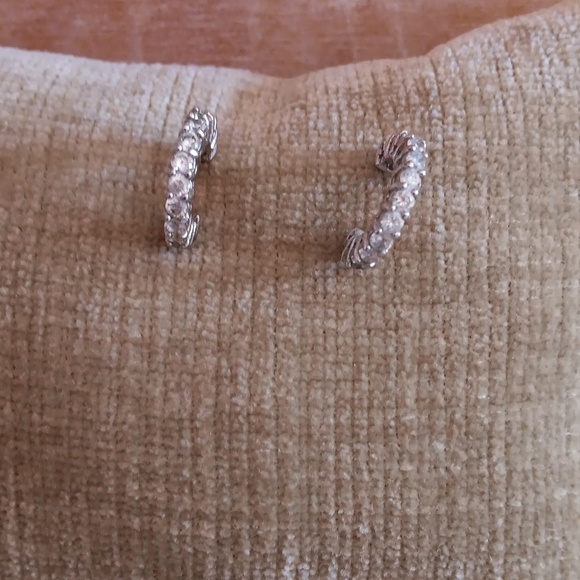 Silver Tone Rhinestone Earrings - Picture 1 of 7